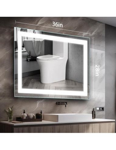 Espejo de Baño LED cxxsom 91.44x71.12cm Anti-vaho