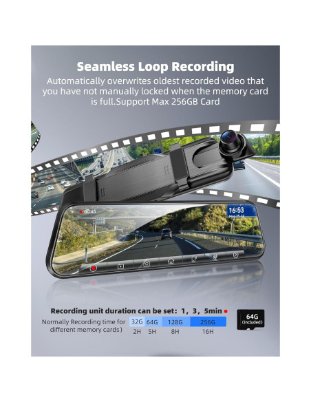 Espejo Inteligente Dash Cam KOUENOM P11 10" 2.5K Control Voz