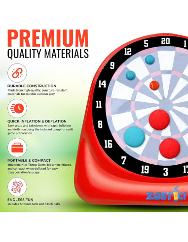 Juego de Dardos Inflable Zastic! 1.98m con Pelotas y Bomba