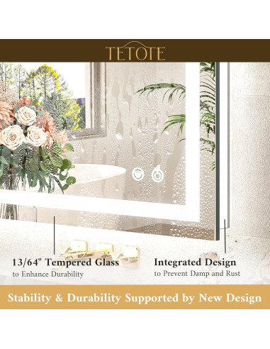 Espejo LED TETOTE 91x71 cm Iluminado Anti-vaho Moderno