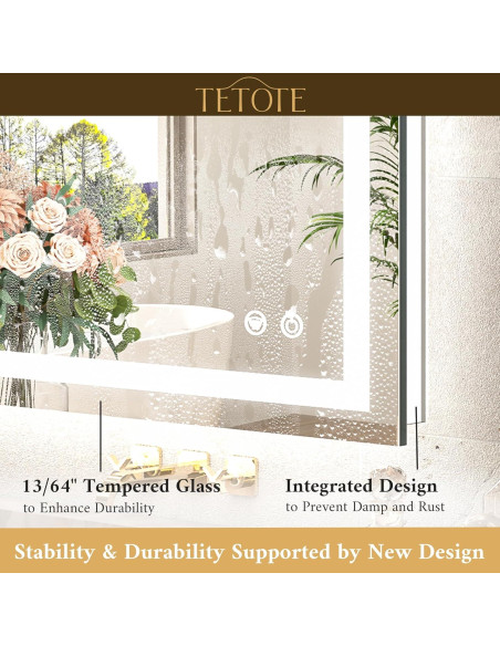 Espejo LED TETOTE 91x71 cm Iluminado Anti-vaho Moderno