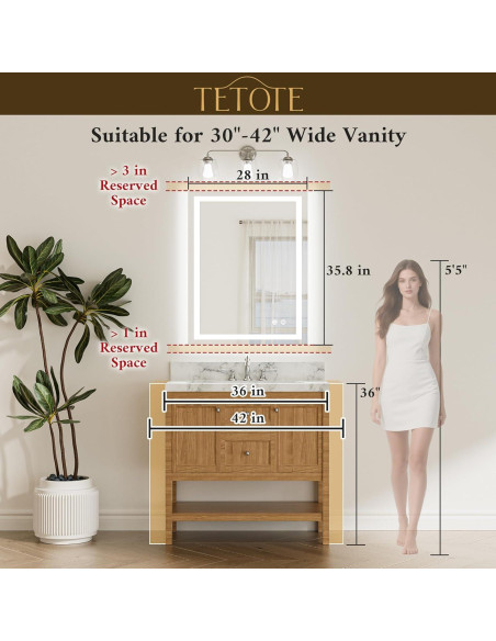 Espejo LED TETOTE 91x71 cm Iluminado Anti-vaho Moderno