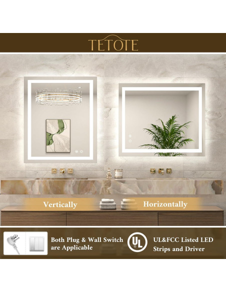 Espejo LED TETOTE 91x71 cm Iluminado Anti-vaho Moderno