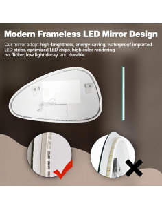 Espejo de Baño LED Irregular Niccy 76.2x119.4cm Anti-vaho 2