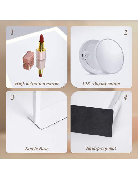 Espejo de Vanity Iluminado YUMELIVI 42.4x33.5cm 3 Modos