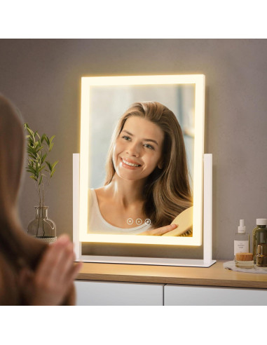 Espejo de Vanity Iluminado YUMELIVI 42.4x33.5cm 3 Modos