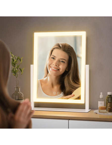 Espejo de Vanity Iluminado YUMELIVI 42.4x33.5cm 3 Modos