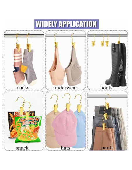 Clips de Botas Dorados Amber Home 24PCS - Ganchos Portátiles