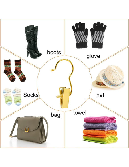 Clips de Botas Dorados Amber Home 24PCS - Ganchos Portátiles