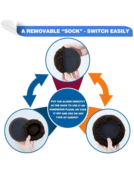 Deslizadores de Muebles Kayzn 4+4 para Alfombra y Piso Duro