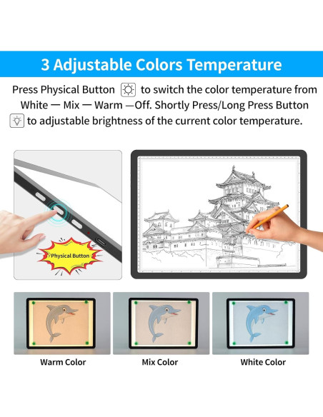 Almohadilla de Luz A3 TOHETO Recargable LED 5600 Lux Negra
