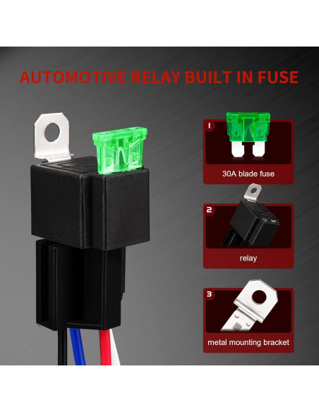 Relé de 4 Pines APIELE 12V 40A con Fusible de 30A para Coche