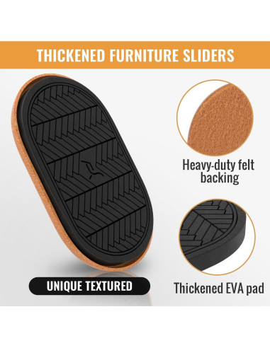 Deslizadores de Muebles TOMHUA Fieltro Ovalados 24.1x14.6 cm 4 PCS