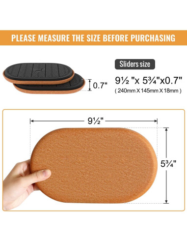 Deslizadores de Muebles TOMHUA Fieltro Ovalados 24.1x14.6 cm 4 PCS