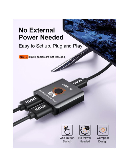 Interruptor HDMI 2.1 SGEYR 8K Bi-Direccional 2 en 1 Ultra HD Interruptor HDMI 2.1 SGEYR 8K Bi-Direccional 2 en 1 Ultra HD