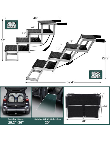Rampa para Perros Zerria Extra Ancha 4 Escalones 90 kg