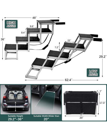 Rampa para Perros Zerria Extra Ancha 4 Escalones 90 kg Rampa para Perros Zerria Extra Ancha 4 Escalones 90 kg