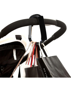 Ganchos para Cochecito de Bebé - 2 Piezas Aluminio Negro 2