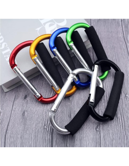 Ganchos para Cochecito de Bebé - 2 Piezas Aluminio Negro