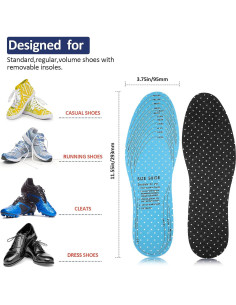 Sintege 3 Pares Plantillas Transpirables de Láttex Doble Capa 35-45 EUR 2