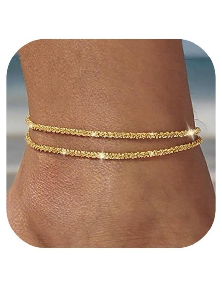 Pulsera de Tobillo Tewiky de Plata Esterlina Ajustable Dorada Pulsera de Tobillo Tewiky de Plata Esterlina Ajustable Dorada