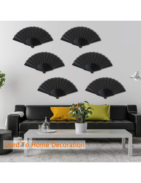 Abanicos Plegables de Mano Blulu - 4 Piezas Chinos 42 cm Negro