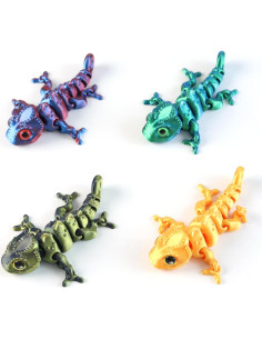 Camaleón Impreso en 3D Jorkei 4 Piezas Multicolor Antiestrés 2