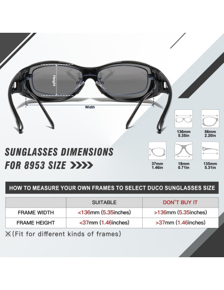 Gafas de Sol DUCO Polarizadas Fitover UV400 para Miopes