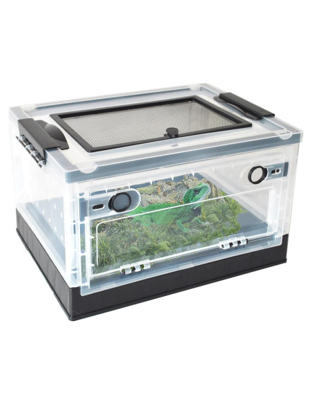 Caja de Alimentación para Reptiles PINVNBY 39.6x29.5x24.1 cm Negra