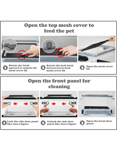 Caja de Alimentación para Reptiles PINVNBY 39.6x29.5x24.1 cm Negra
