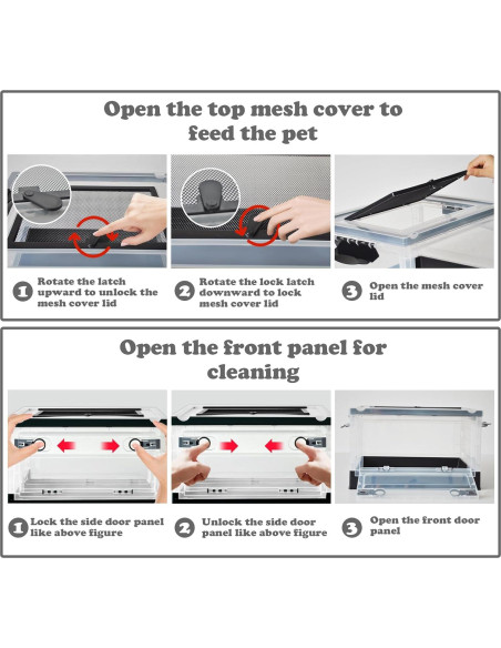 Caja de Alimentación para Reptiles PINVNBY 39.6x29.5x24.1 cm Negra