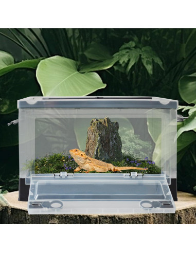 Caja de Alimentación para Reptiles PINVNBY 39.6x29.5x24.1 cm Negra