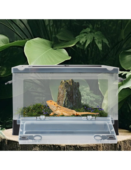 Caja de Alimentación para Reptiles PINVNBY 39.6x29.5x24.1 cm Negra