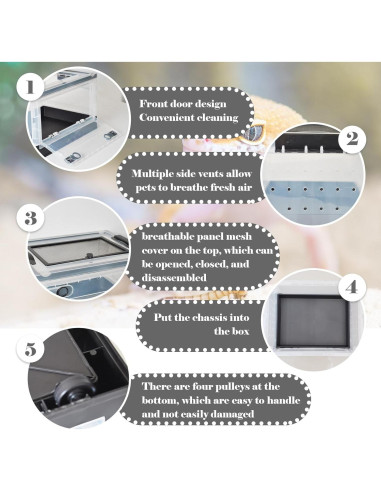 Caja de Alimentación para Reptiles PINVNBY 39.6x29.5x24.1 cm Negra