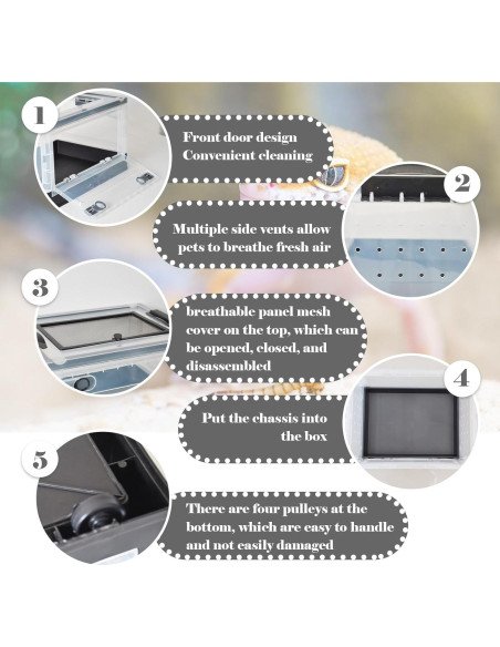 Caja de Alimentación para Reptiles PINVNBY 39.6x29.5x24.1 cm Negra