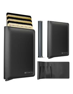 Cartera Minimalista FORTIS Negra con Protección RFID para Hombres