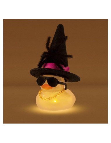 Pato de Goma Halloween Wonuu con Luz Amarilla y Accesorios