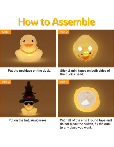 Pato de Goma Halloween Wonuu con Luz Amarilla y Accesorios