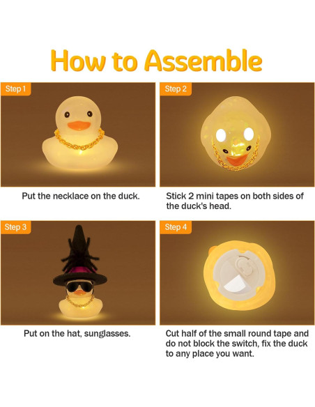 Pato de Goma Halloween Wonuu con Luz Amarilla y Accesorios