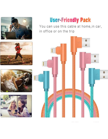 Cargador Lightning Exeric - Paquete de 3 Cables 1.83m Rápidos Cargador Lightning Exeric - Paquete de 3 Cables 1.83m Rápidos