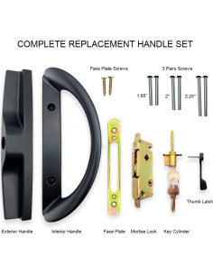 Juego de Manija de Puerta Corredera ALYWASAI con Cerradura Negra 2