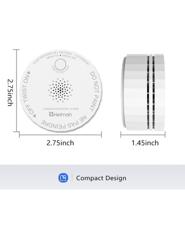 Detector de Monóxido de Carbono HEIMAN Mini WiFi - Paquete de 5