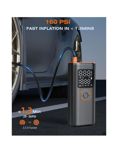 Compresor de Aire Portátil VXTUYO VP-18 160PSI con Luz LED