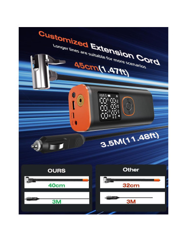 Compresor de Aire Portátil VXTUYO VP-18 160PSI con Luz LED