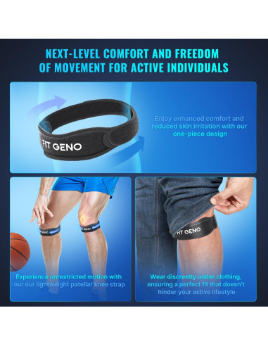 Soporte de Tendón Patelar Fit Geno - Faja Rodilla Ajustable Negro