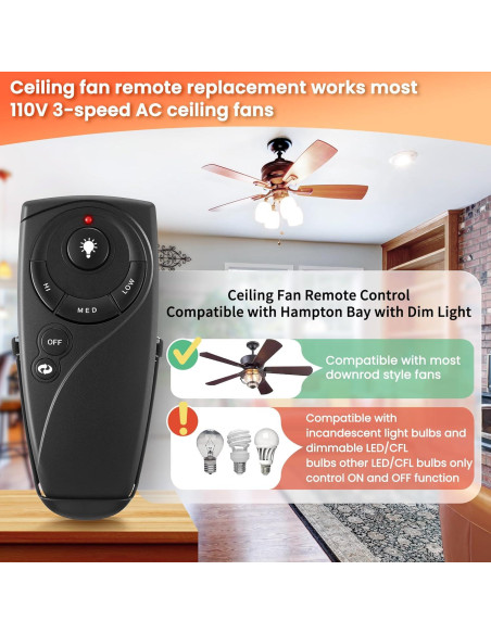 Control Remoto Inalámbrico para Ventilador de Techo Dunkive UC7083T