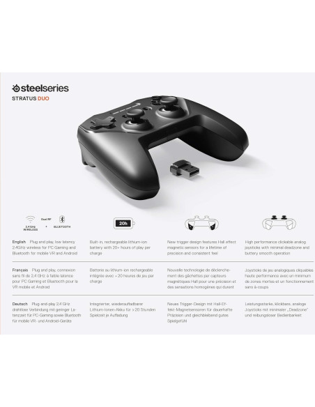 Controlador Inalámbrico SteelSeries Stratus Duo para Android y Windows - Renovado