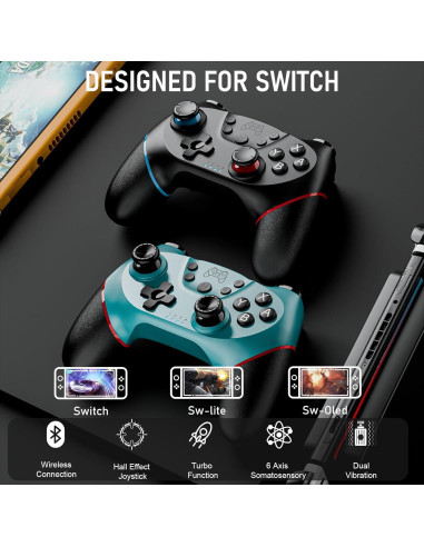 Controladores Inalámbricos Diswoe para Switch 2 en 1 con Mapeo