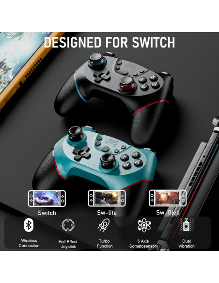 Controladores Inalámbricos Diswoe para Switch 2 en 1 con Mapeo