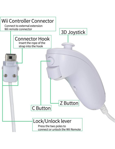 Control Remoto y Nunchuck NC para Wii/Wii U - Blanco